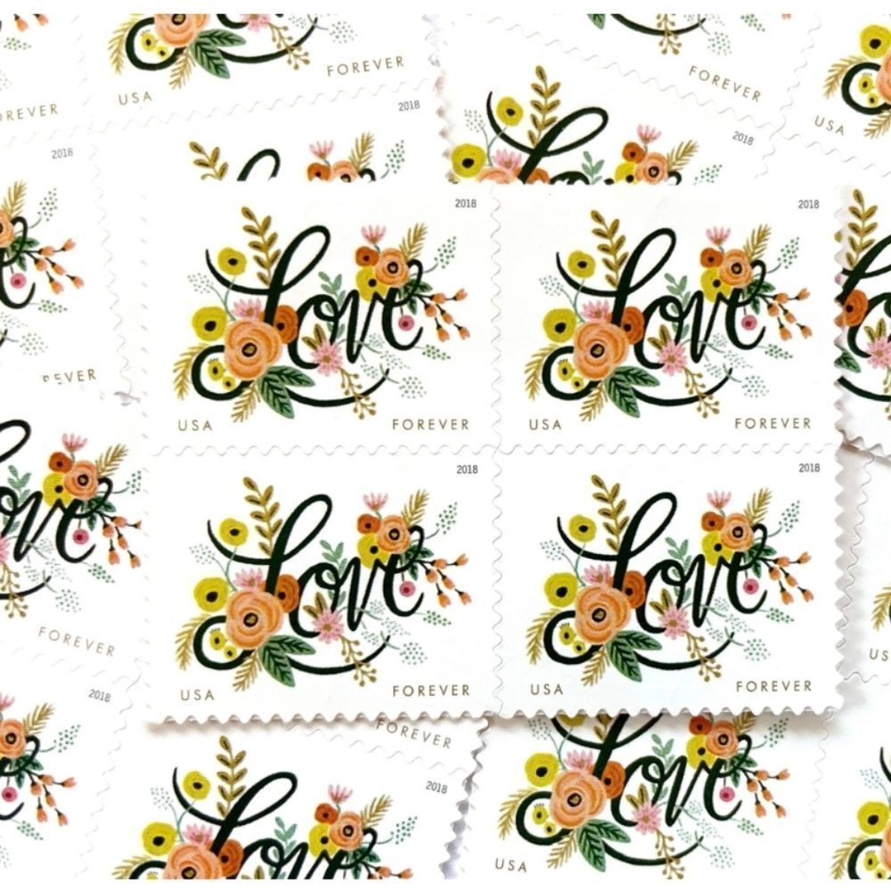 100 Love Flourishes 2018 Forever Postage‎ Stamps USPS Valentines Wedding Party
